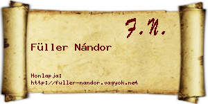 Füller Nándor névjegykártya